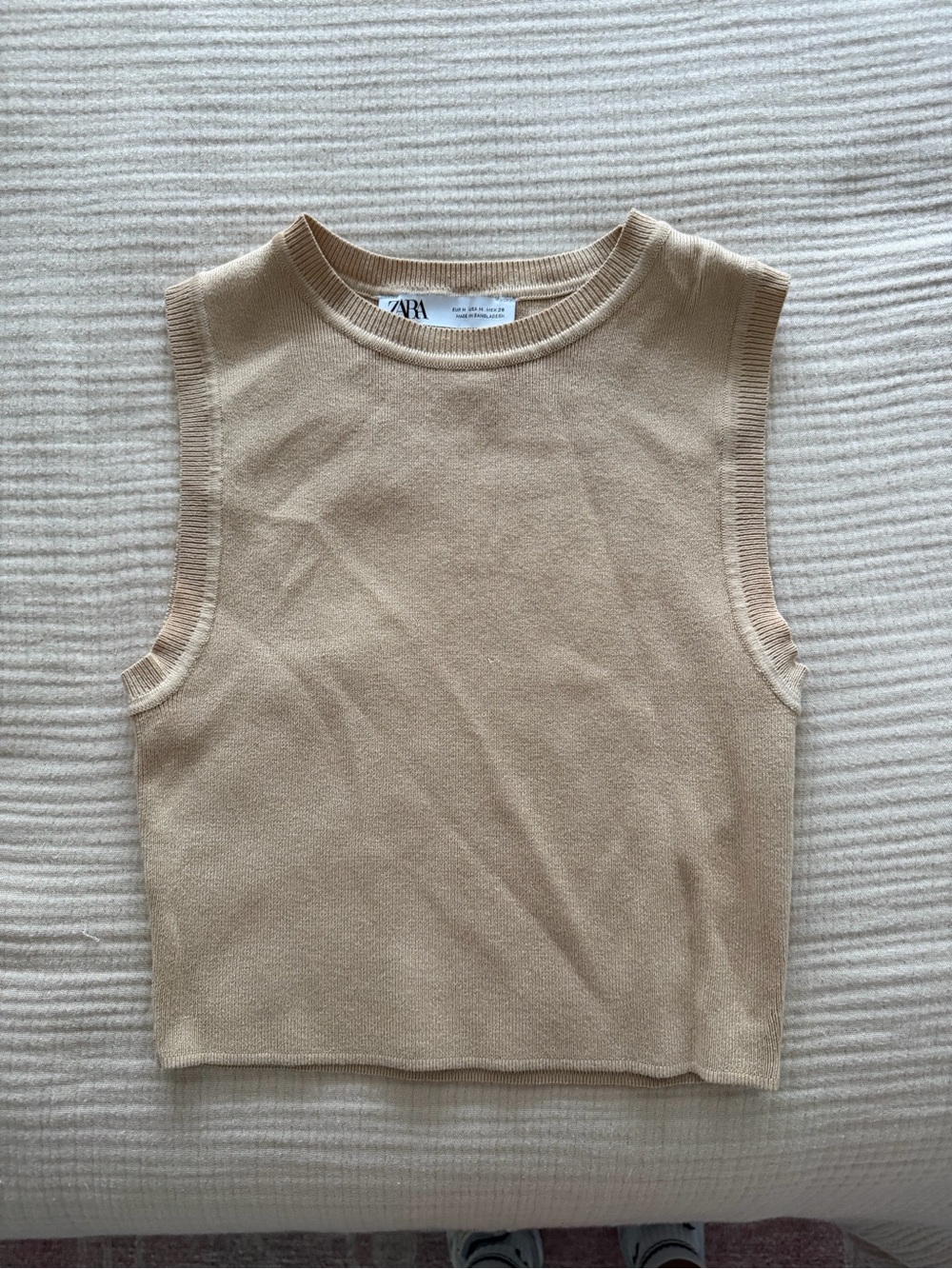 ZARA Neutral Beige Knit Tank Top